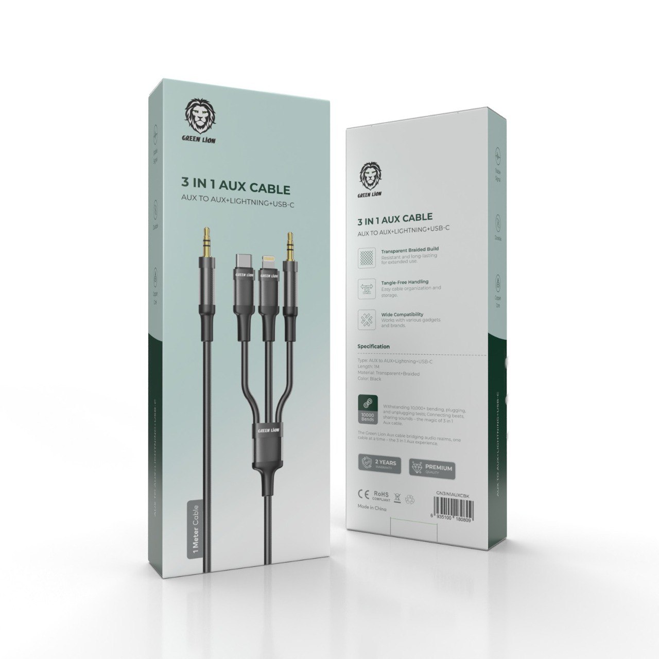سیم آ یو ایکس 3 در 1 گرین لاین Green 3 In 1 AUX Cable (1.2m)