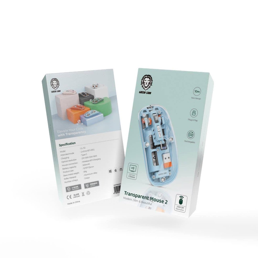 ماوس بی سیم شفاف 2 گرین لاین Green Transparent Mouse