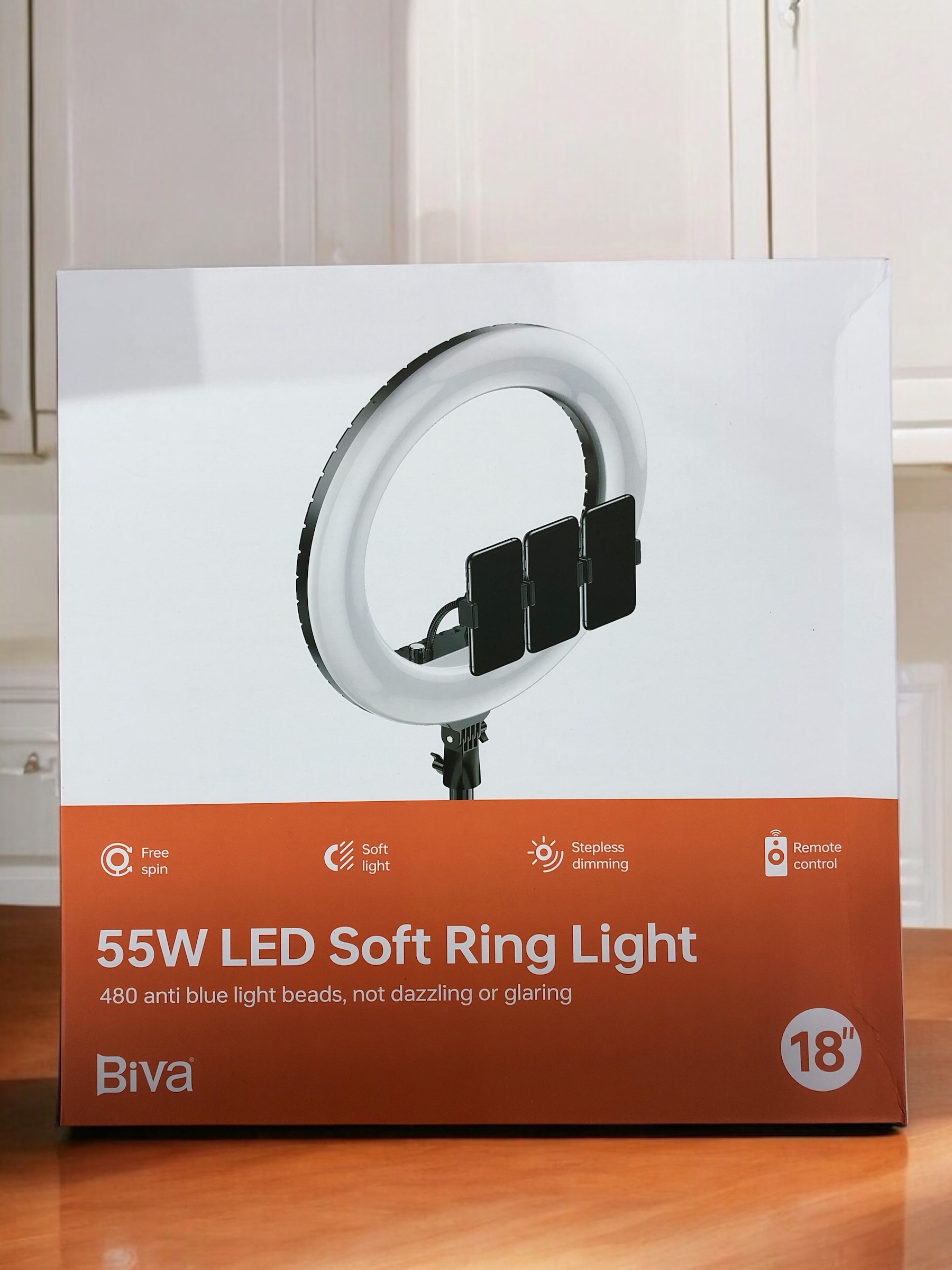 رینگ لایت بیوا Biva RL-01 55W LED Soft Ring Light سایز۱۸ اینچ با سه پایه و 3 هولدر