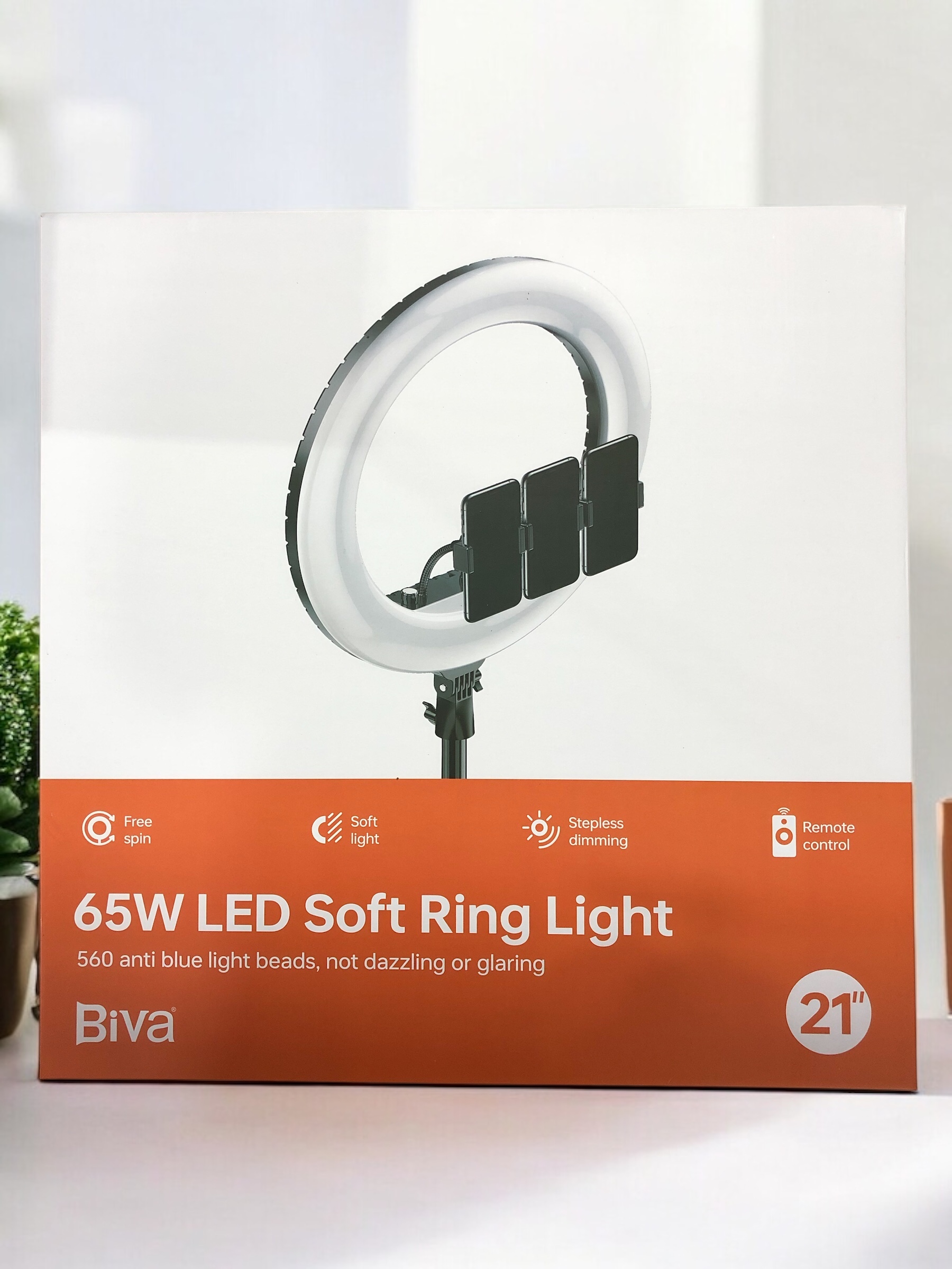 رینگ لایت بیوا Biva RL-01 36W LED Soft Ring Light سایز21 اینچ با سه پایه و 3 هولدر