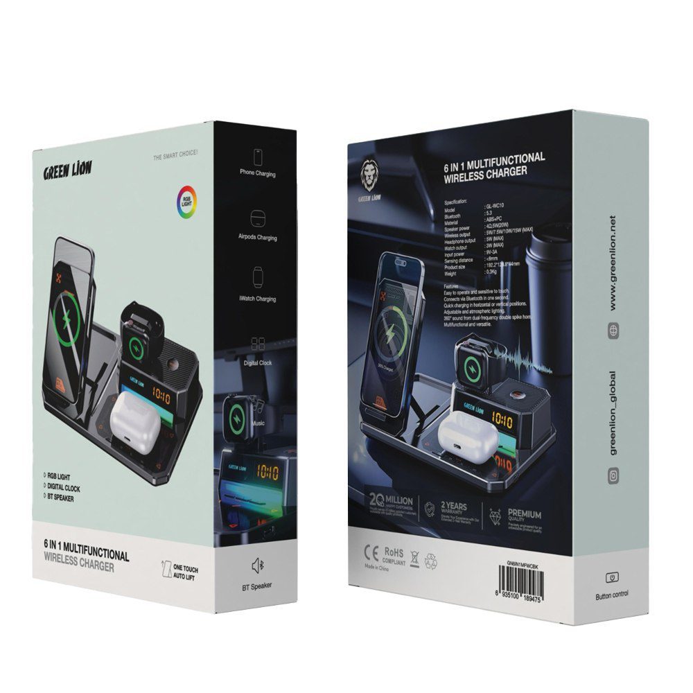 شارژر بی سیم چند منظوره 6 در 1 گرین Green 6in1 Multifunctional Wireless Charger