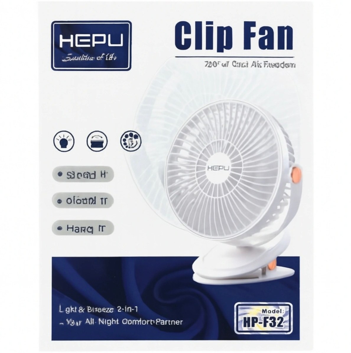 پنکه شارژی Hepu گیره دار مدل HP-f32