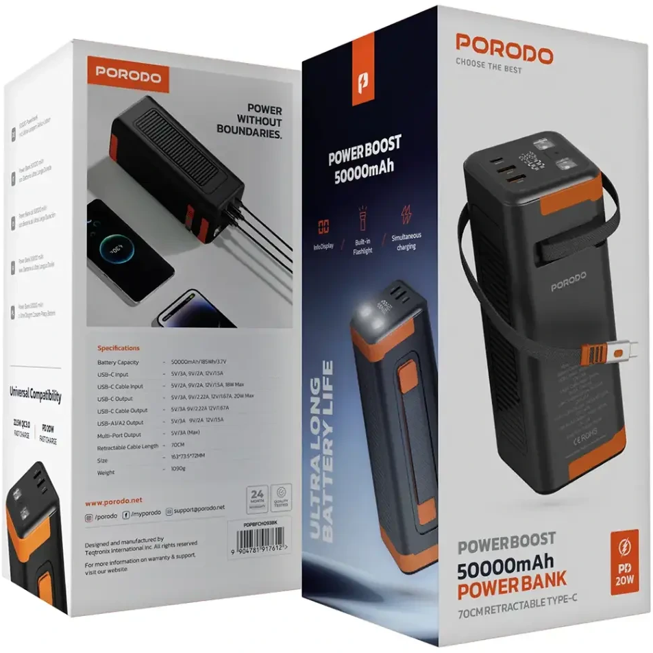پاور بانک پرودو مدل Porodo PD-PBFCH093 Power Boost 50000mAh Power Bank PD 20W